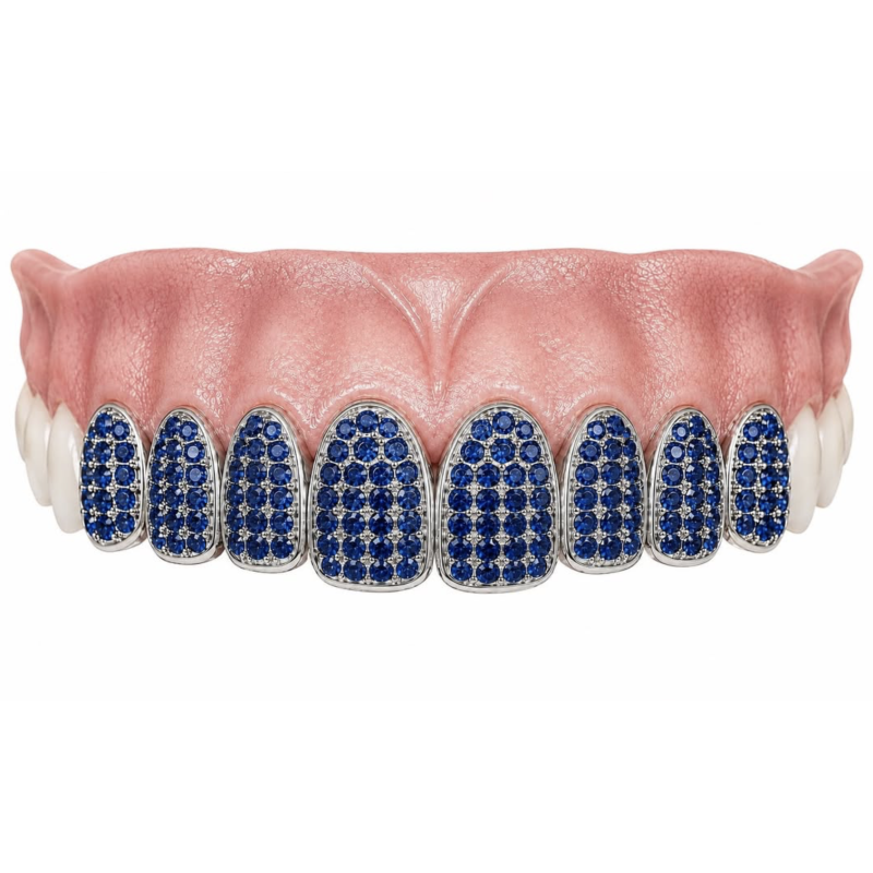 8 Diş Iced Out Safir Swarovski  Grillz Z316
