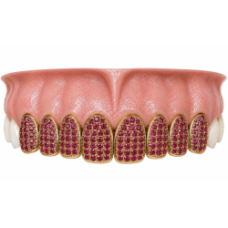 8 Diş Iced Out Yakut Swarovski  Grillz Z317