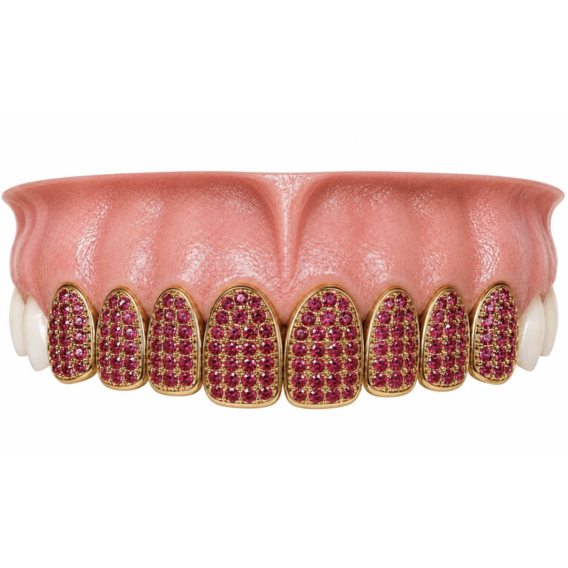 8 Diş Iced Out Yakut Swarovski  Grillz Z317
