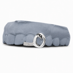 2 teeth Iced and Open Face Heart Grillz Z344