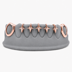 8 Diş Swaorovski Taşlı Yıldız Grillz Z370