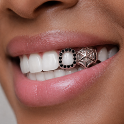 2 Diş Swarovski Taşlı Örümcek Ağı Grillz Z373