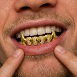 6 Diş Swarovski Taşlı Dolar Vampir Grillz Z382
