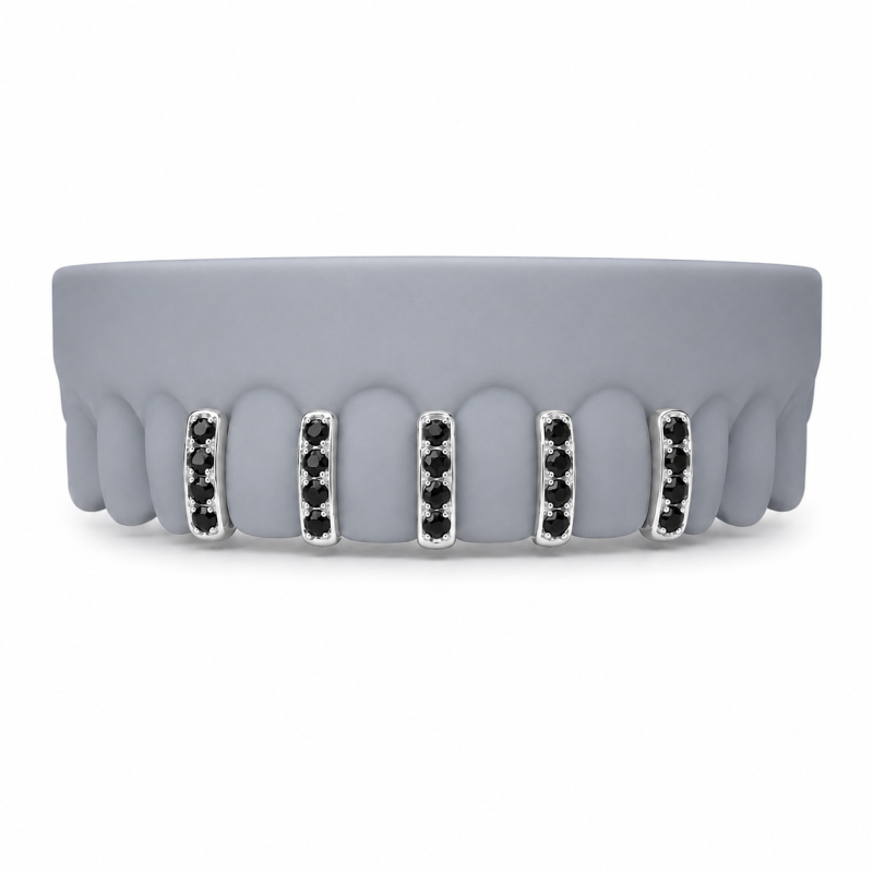 5 teeth Black Swarovski Bar Grillz Z386