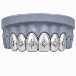 6 Diş Swarovski Taşlı Yıldız Grillz Z404