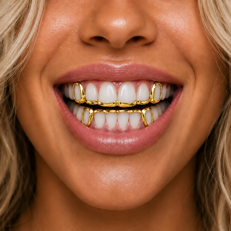 12 TEETH OPEN FACE BRIDGE GRILLZ Z334