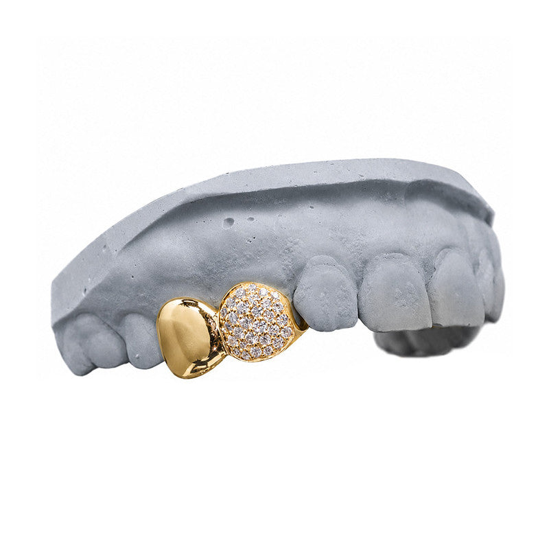 2 TEETH ICED DOUBLE CAP GRILLZ Z343