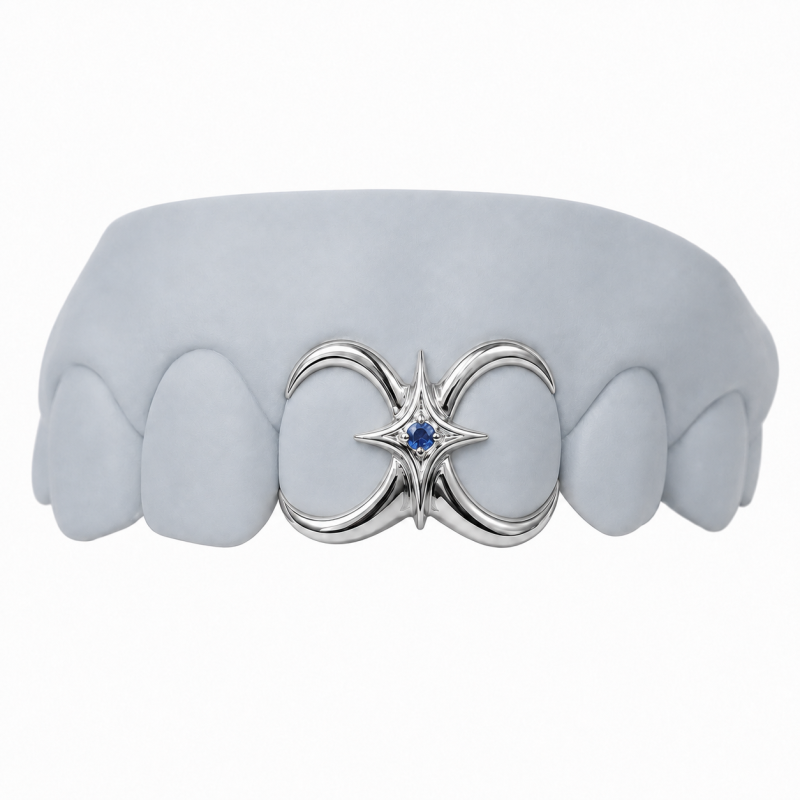 2 TEETH SWAROVSKI STAR GRILLZ Z381
