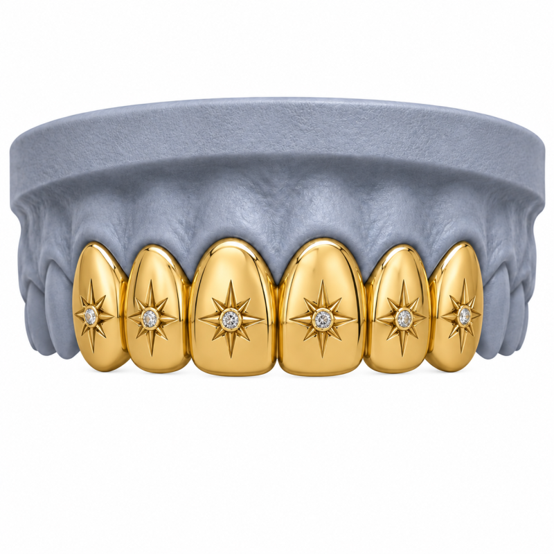 6 TEETH SWAROVSKI STAR GRILLZ G204