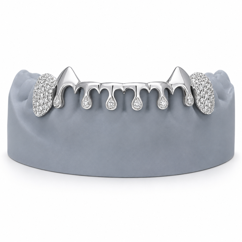 8 TEETH SWAROVSKI ICED VAMPIRE GRILLZ Z378