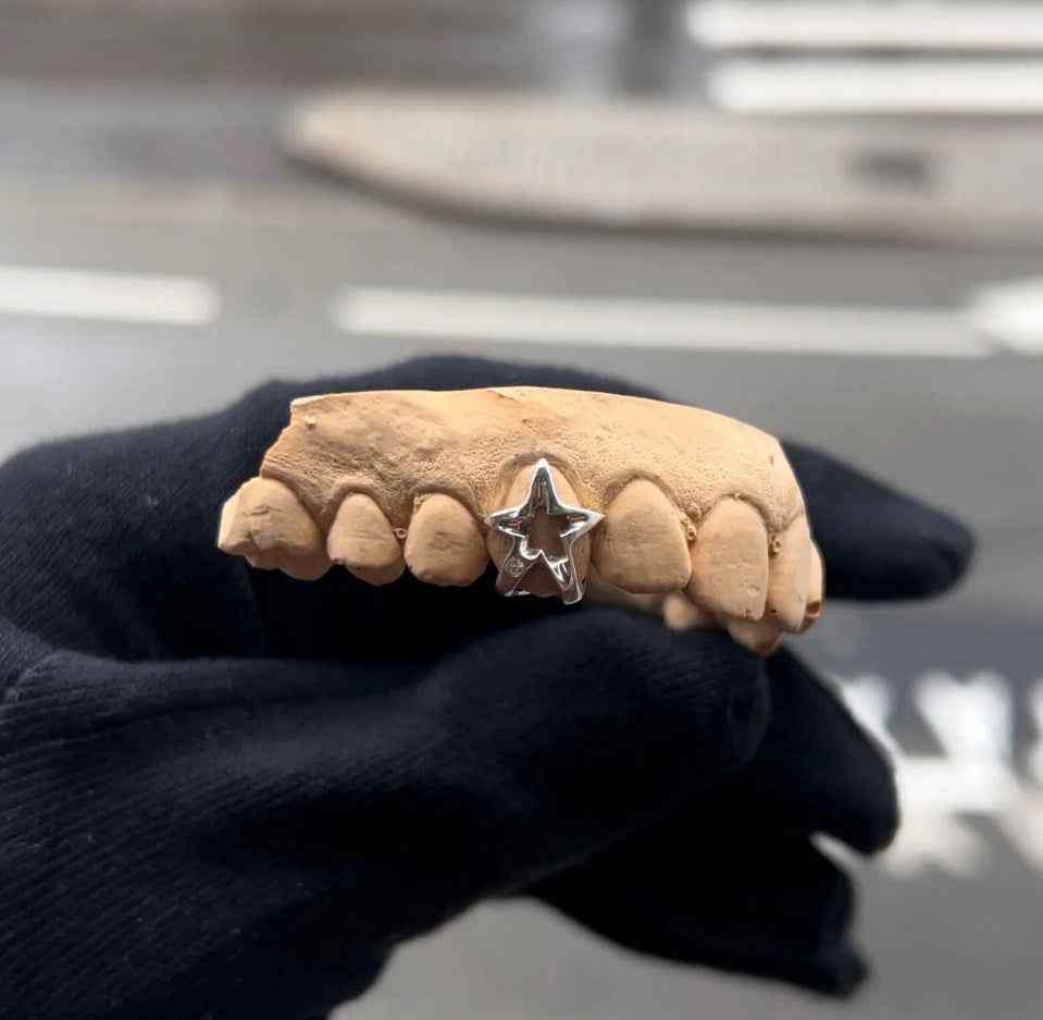 Custom Star Design Grillz with Swarovski Gemstone