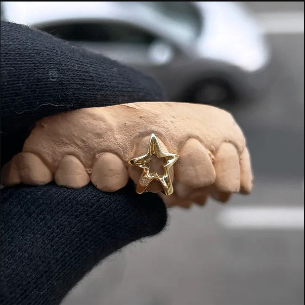 Custom Star Design Grillz with Swarovski Gemstone