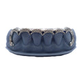 Curved Diamond Bridge Grillz with Blue Sapphires – VS+ Diamond Custom Bottom Set in White Gold