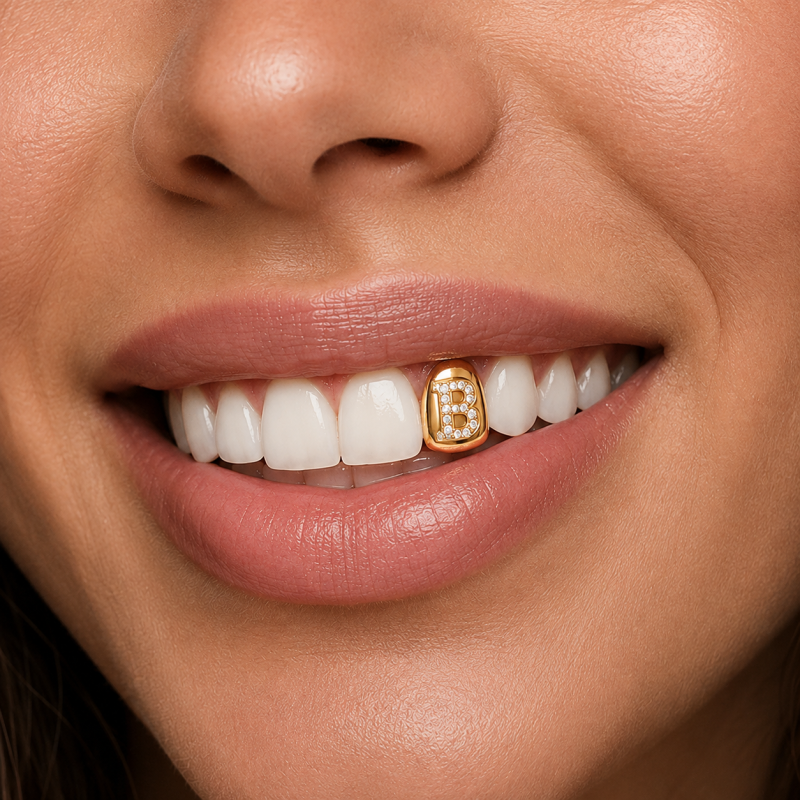 INITIAL WITH SWAROVSKI GRILLZ H398